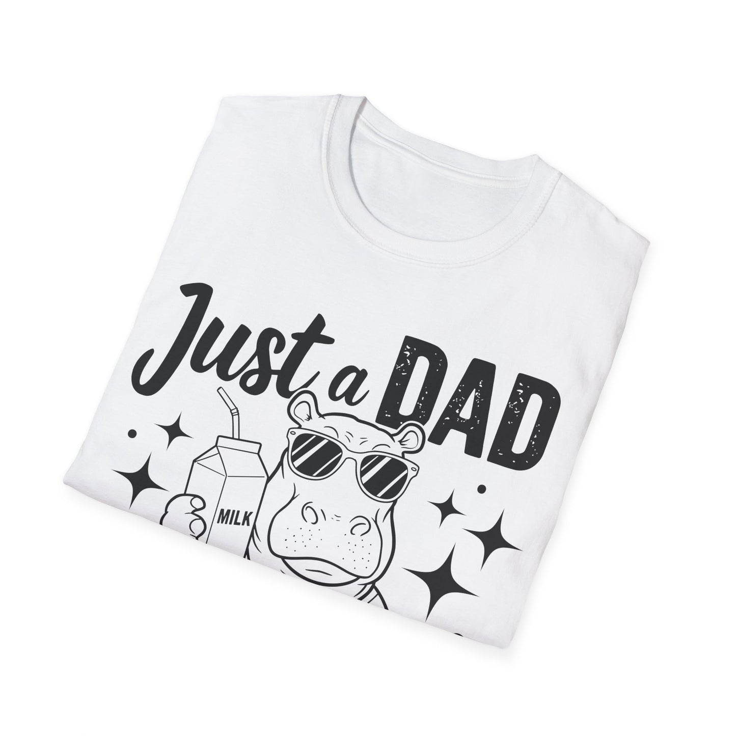 Just a Dad who came back with the milk T-Shirt – Lustiges Papa Shirt mit Nilpferd & Meme-Spruch – Vatertagsgeschenk