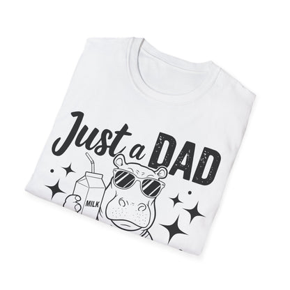 Just a Dad who came back with the milk T-Shirt – Lustiges Papa Shirt mit Nilpferd & Meme-Spruch – Vatertagsgeschenk