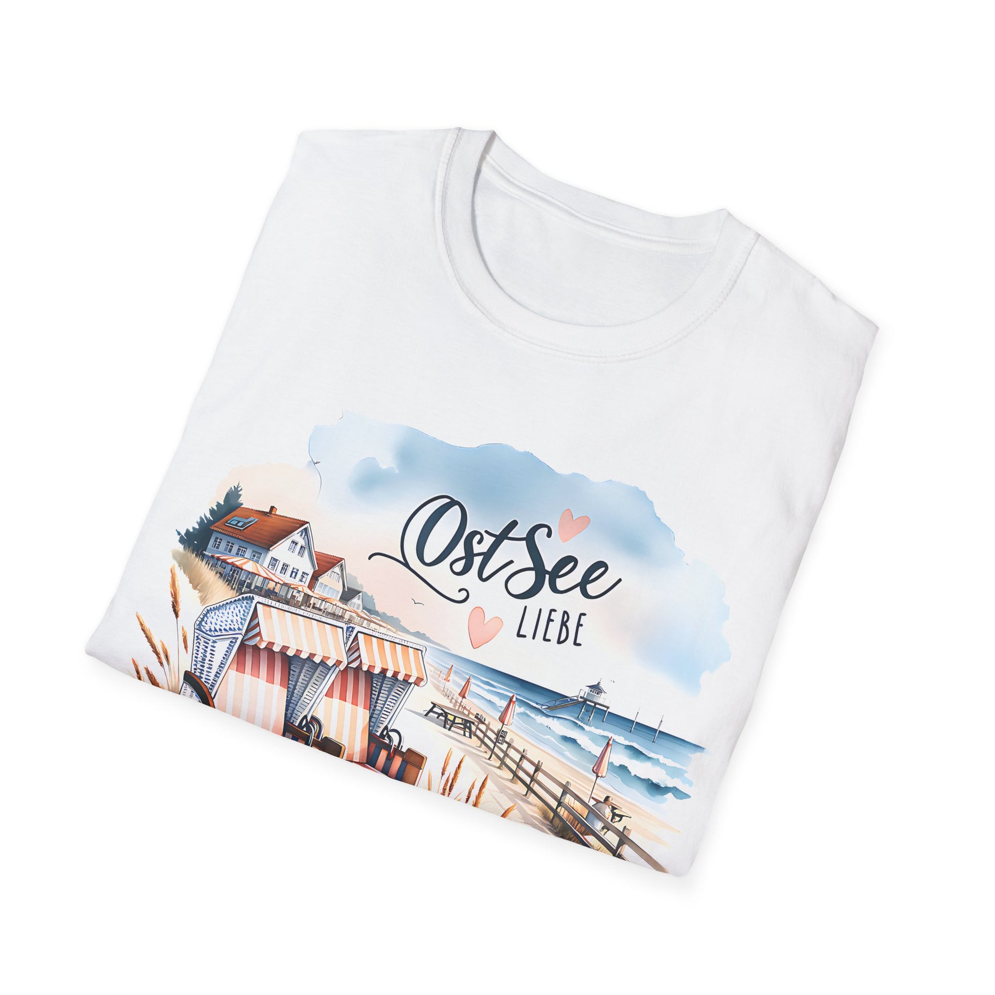 T-Shirt Ostsee Liebe – Maritimes Design mit Herz. Für alle Küstenfans ✓ Strandkorb & Meeresblick ✓