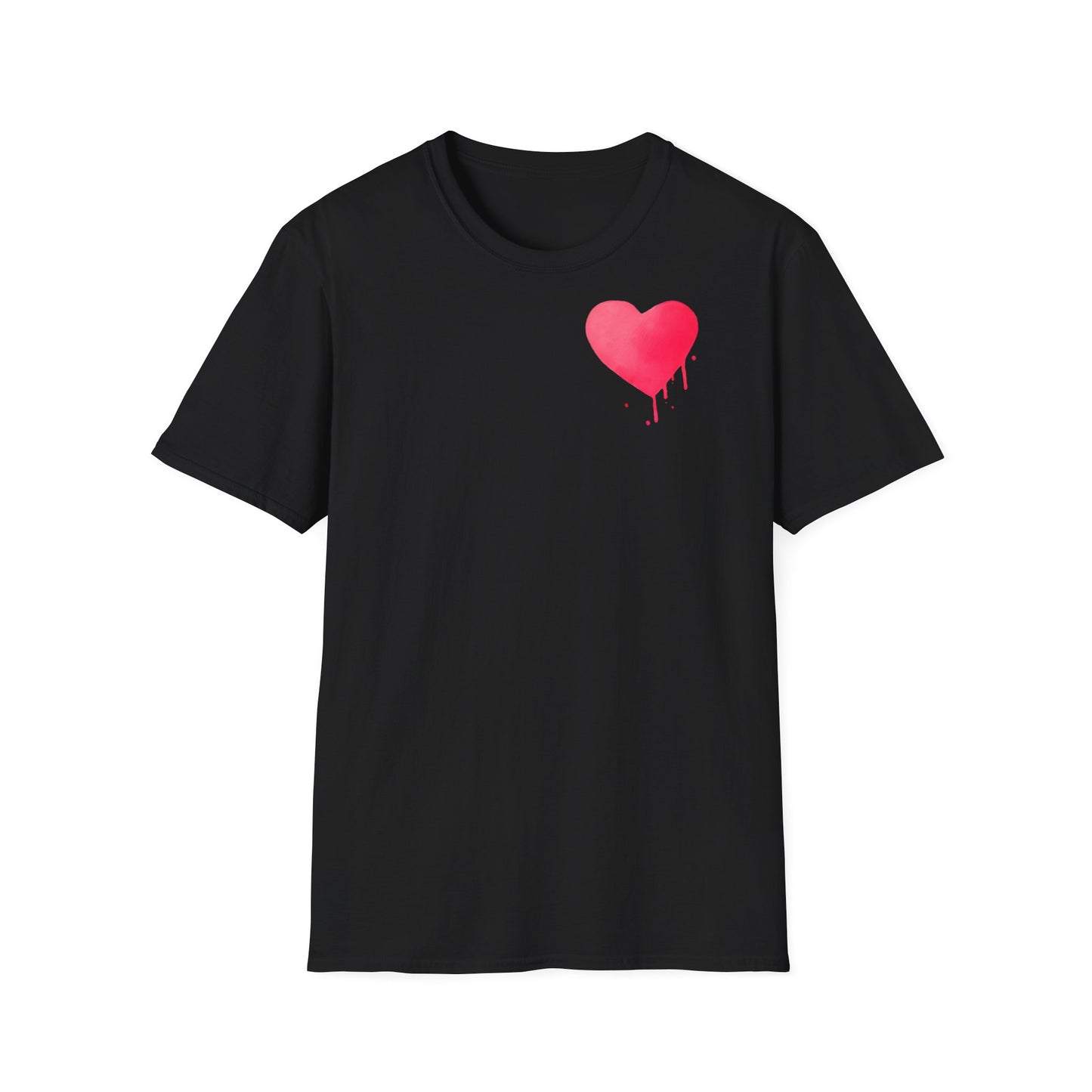 schwarzes tshirt vorne herz auf der brust