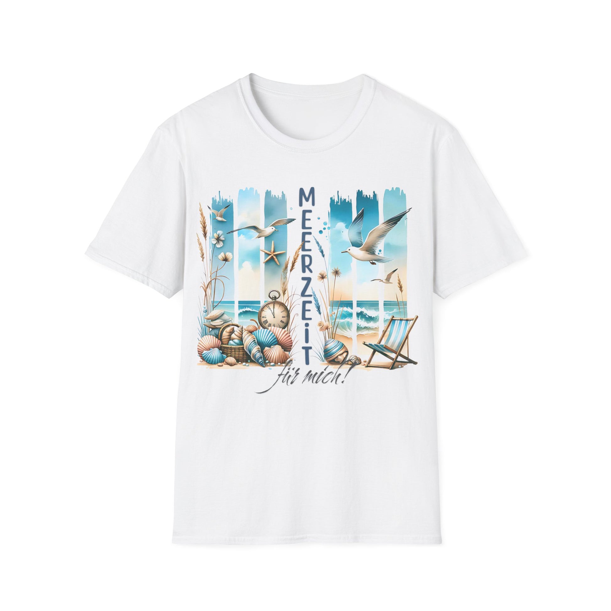 Damen T-Shirt Meerzeit für mich – Maritimes Design. Zeit für dich & das Meer ✓ Muscheln, Möwen & Wortspiel