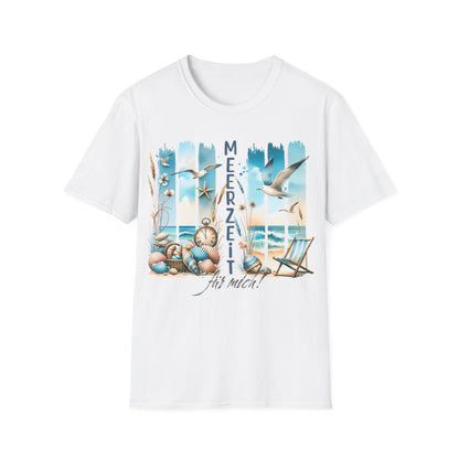 Damen T-Shirt Meerzeit für mich – Maritimes Design. Zeit für dich & das Meer ✓ Muscheln, Möwen & Wortspiel