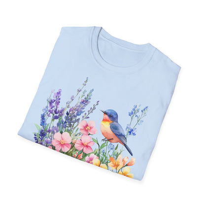Light blue gefaltenes Shirt mit Motiv