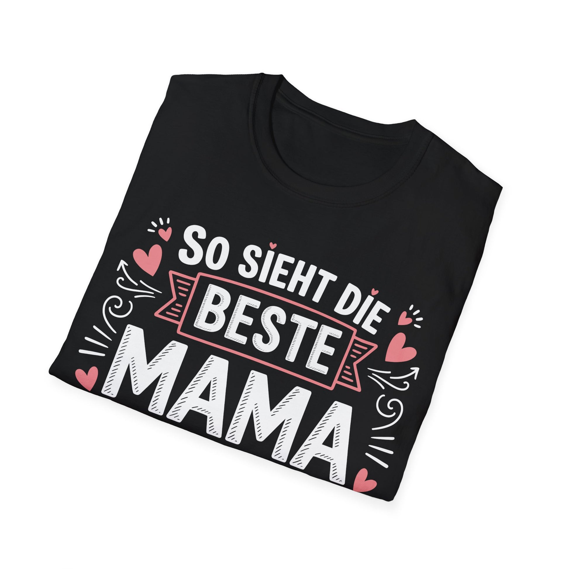 gefalten Schwarzes T-Shirt mit Aufdruck „So sieht die beste Mama der Welt aus“ – perfektes Geschenk zum Muttertag oder Geburtstag

