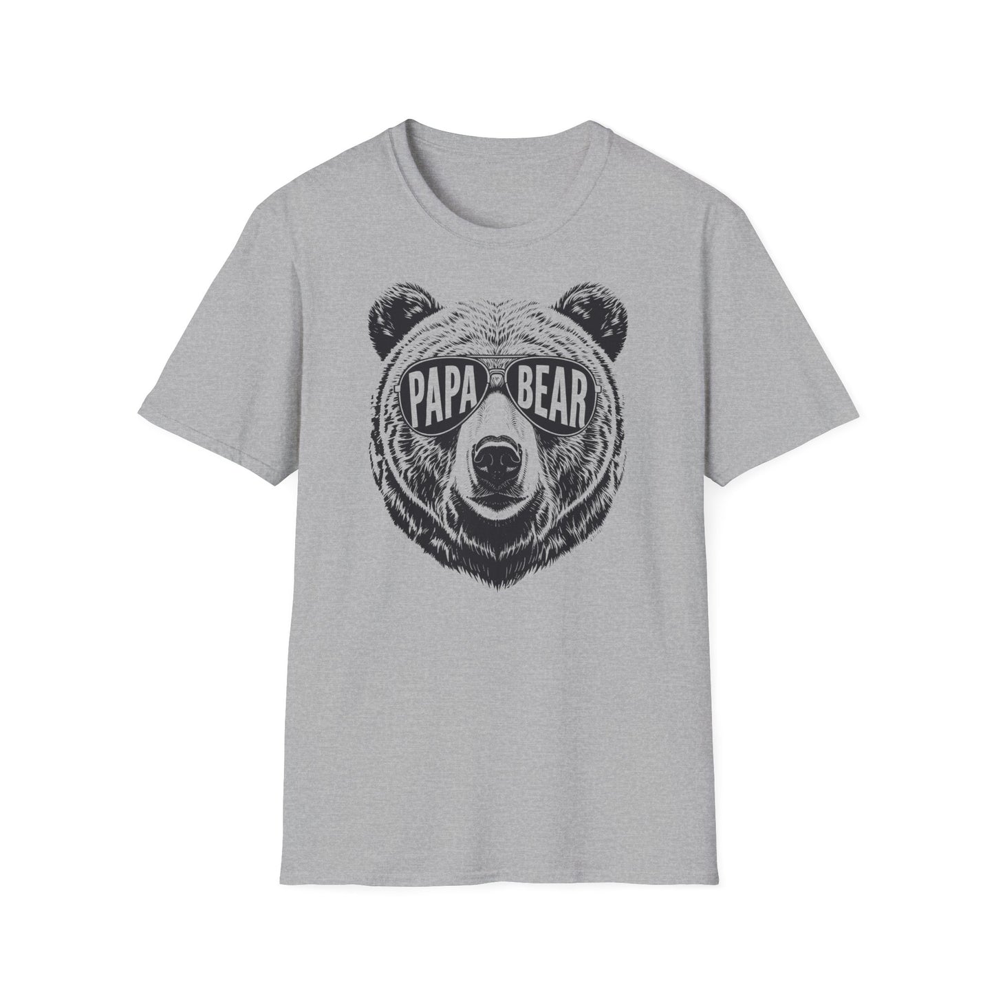  T-Shirt mit Bärenkopf und der Aufschrift „Papa Bear“ in Sonnenbrillen – stylisches Shirt für Väter.