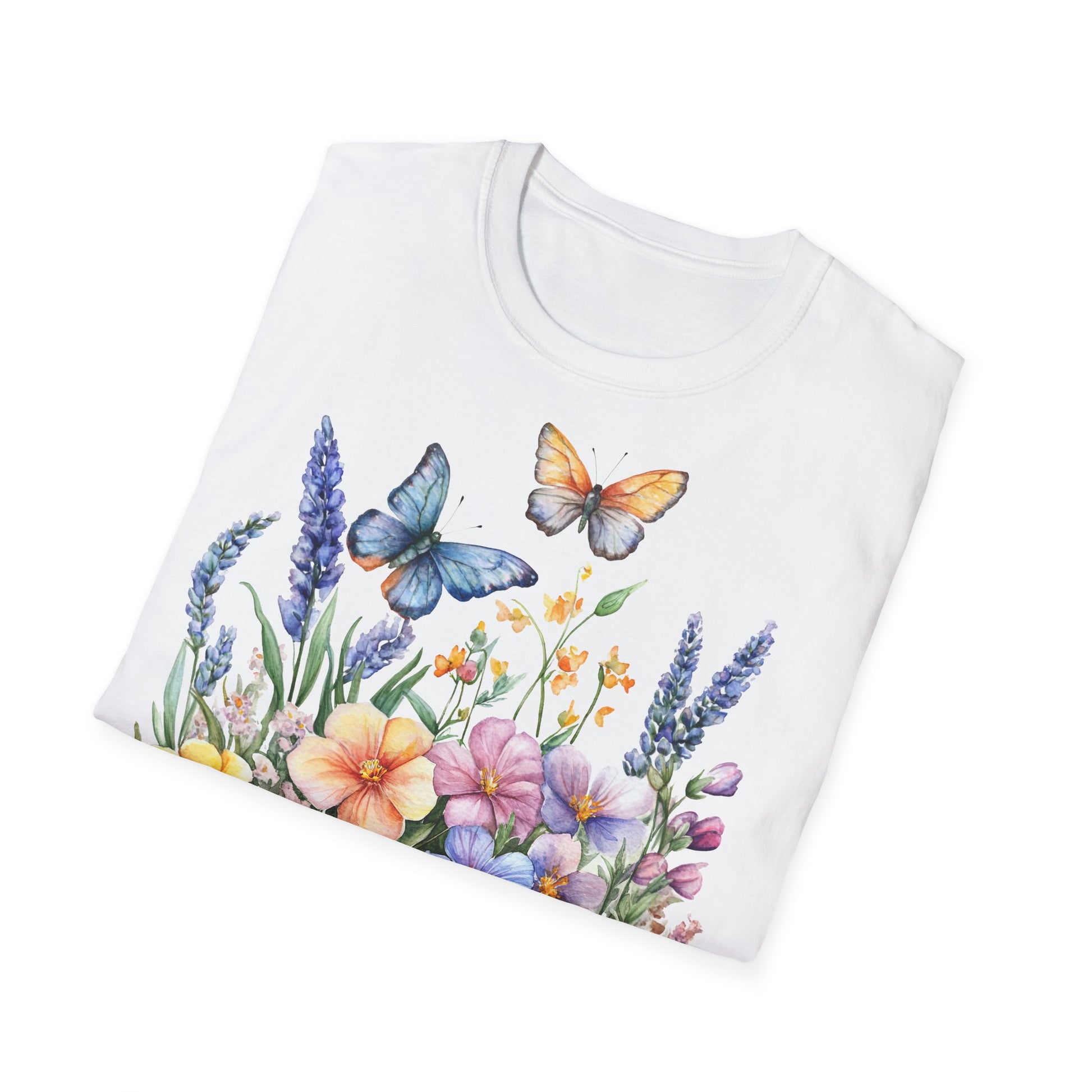 gefaltenes weißes Shirt mit Motiv