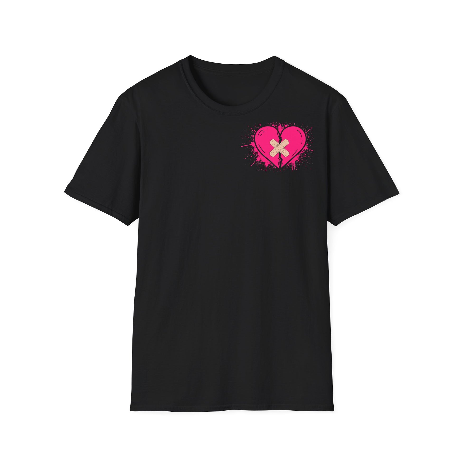 Schwarzes Damen T-Shirt mit  kleinem Herzsymbol auf der Brust – Lustiges Party & Girls Support Girls Statement Shirt