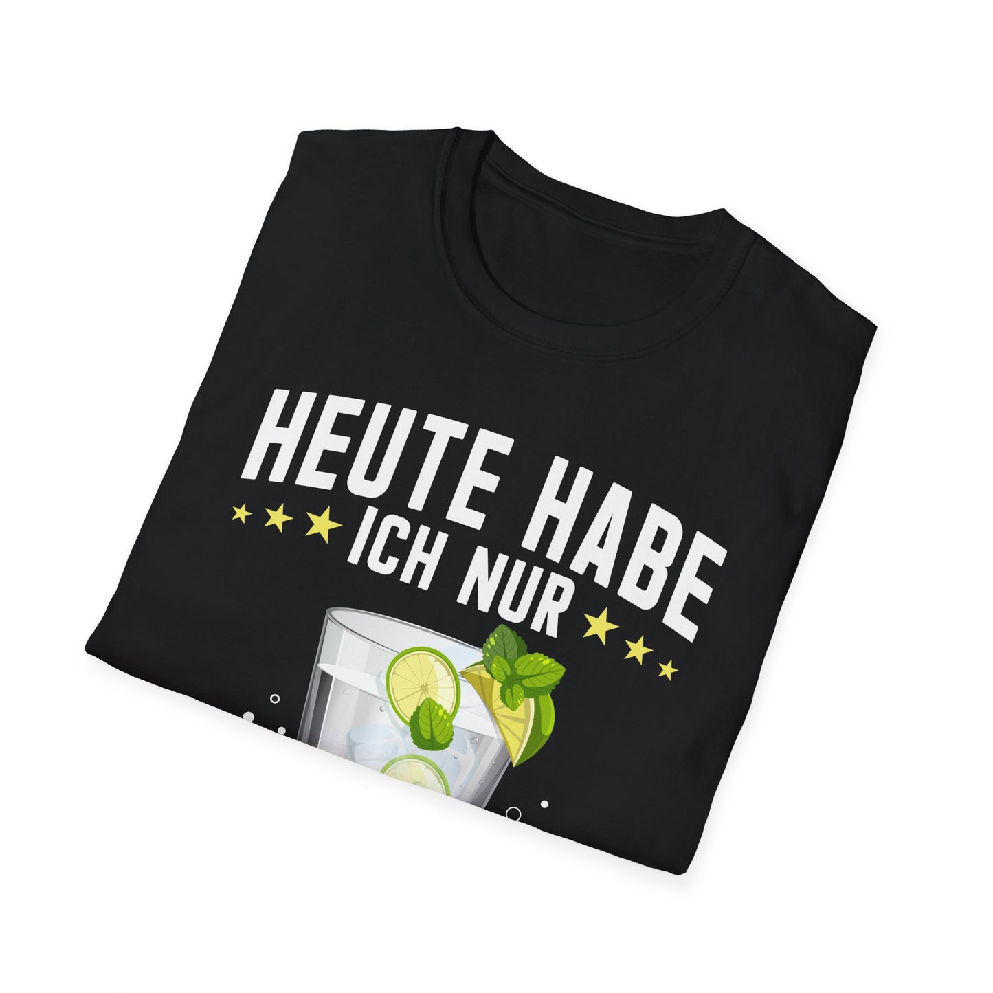 Schwarzes Unisex T-Shirt mit Gin-Glas und Spruch „Heute habe ich nur ginvolle Ideen“, witziges Shirt für Gin-Fans und Partygänger
