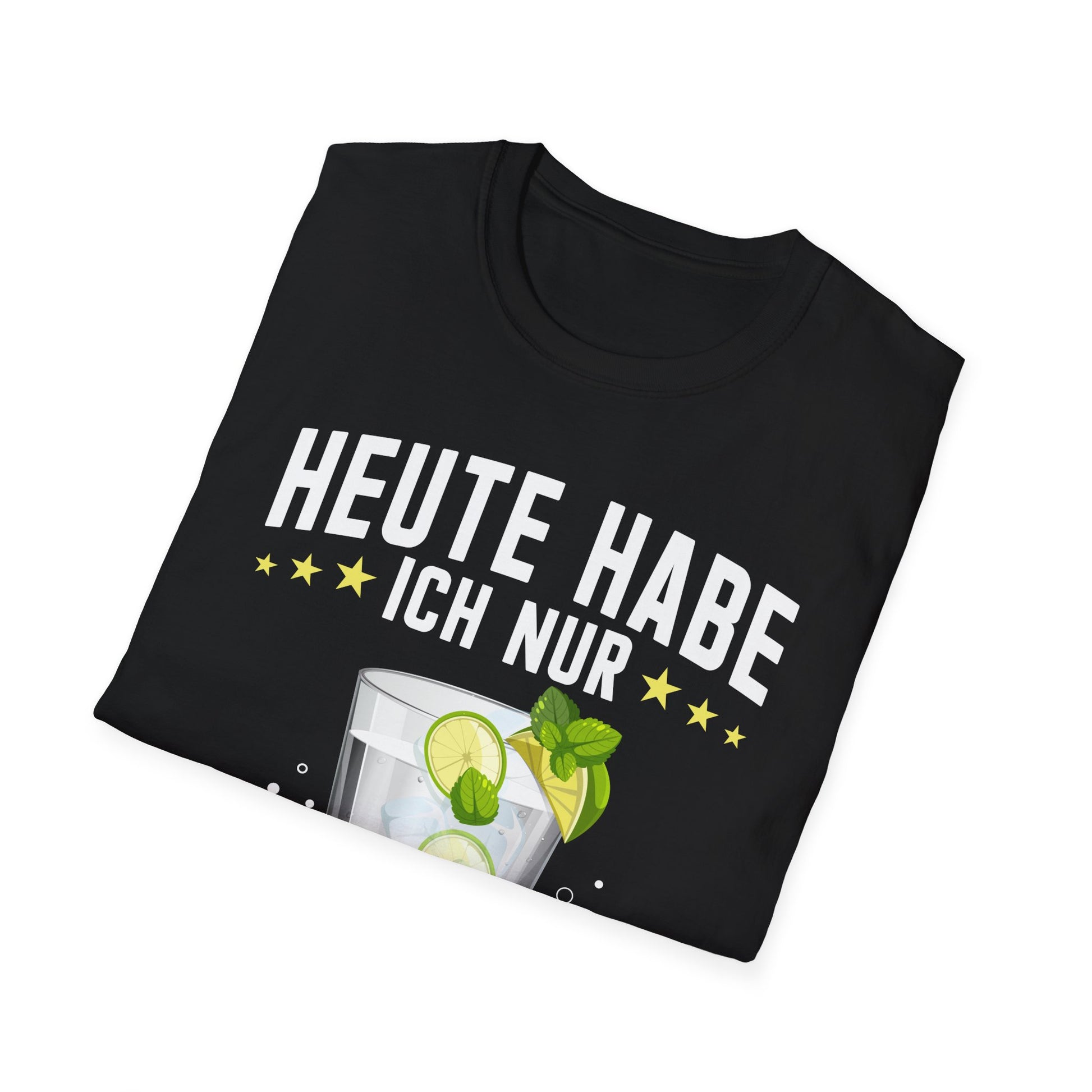 Schwarzes Unisex T-Shirt mit Gin-Glas und Spruch „Heute habe ich nur ginvolle Ideen“, witziges Shirt für Gin-Fans und Partygänger
