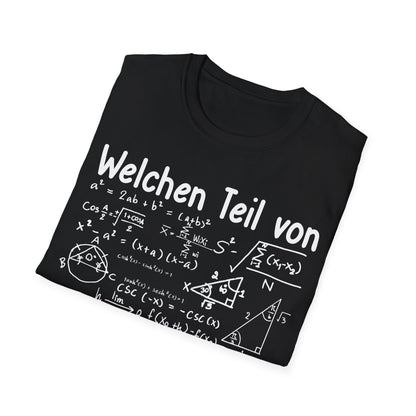 gefaltenes Shirt Schwarzes Mathe Humor T-Shirt mit komplexen Formeln und Spruch „Welchen Teil verstehst du nicht?“ – Funshirt für Damen und Herren