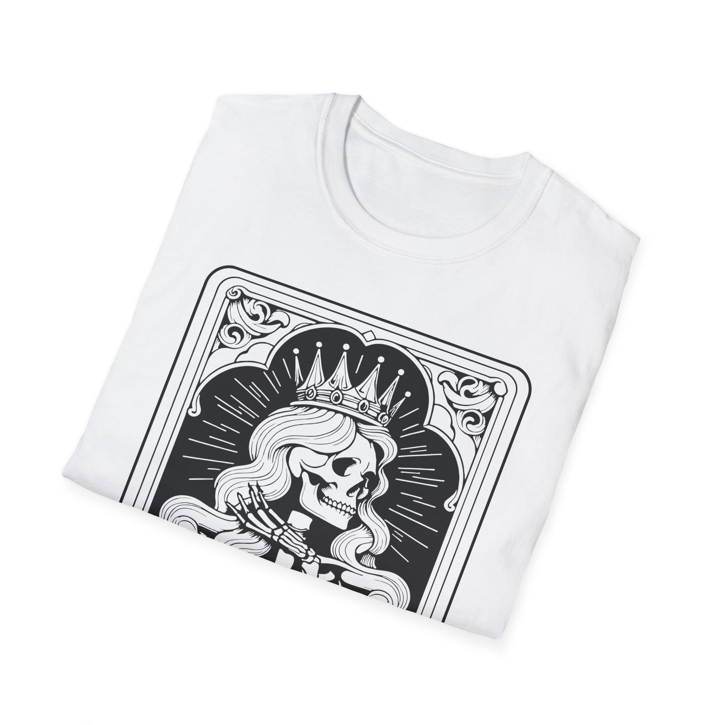 The Queen T-Shirt Unisex – Skelett-Königin im Tarot-Design Mystisch, rebellisch