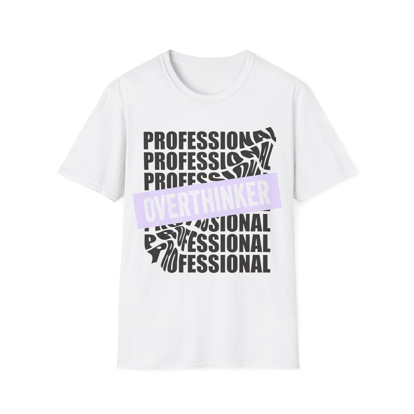 Professional Overthinker T-Shirt in Weiß, lustiges Statement Shirt im minimalistischen Design für Männer und Frauen