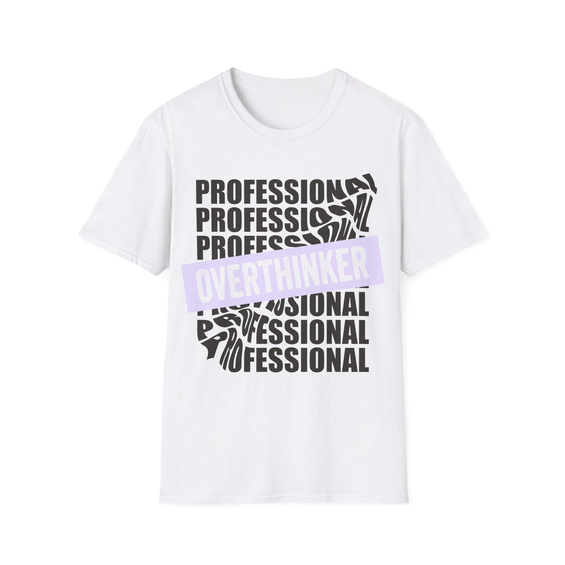 Professional Overthinker T-Shirt in Weiß, lustiges Statement Shirt im minimalistischen Design für Männer und Frauen