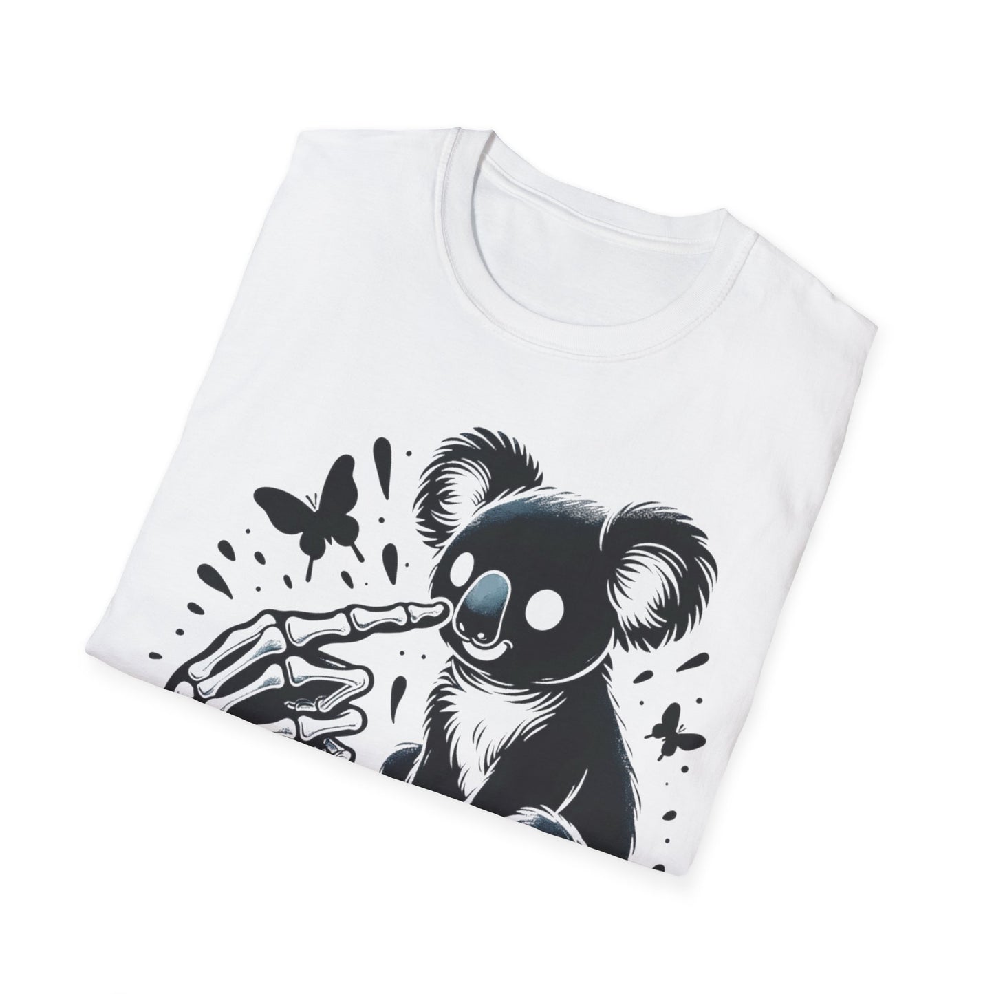 Weißes Koala T-Shirt mit „BEEP“-Aufdruck und Kopfhörermotiv