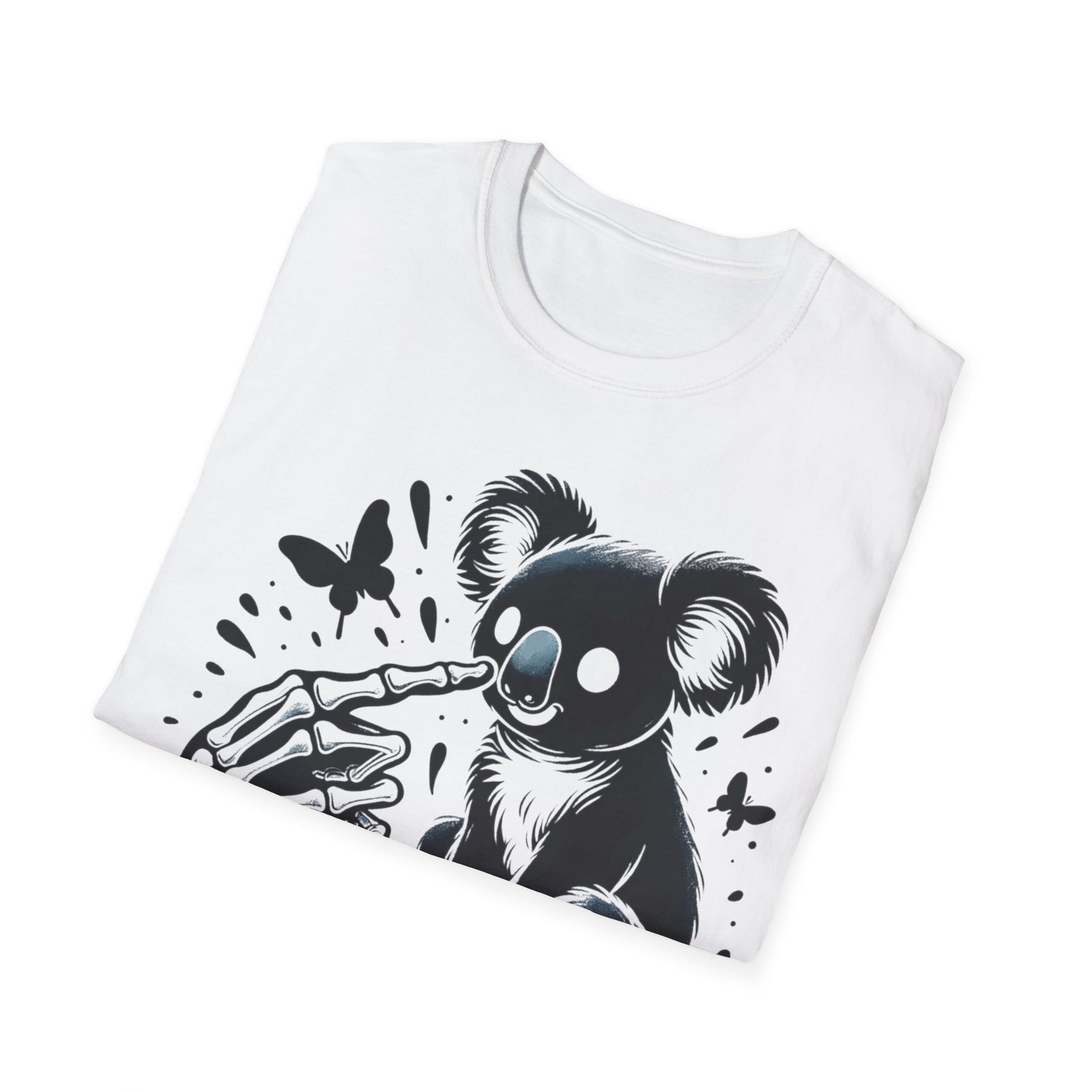 Weißes Koala T-Shirt mit „BEEP“-Aufdruck und Kopfhörermotiv