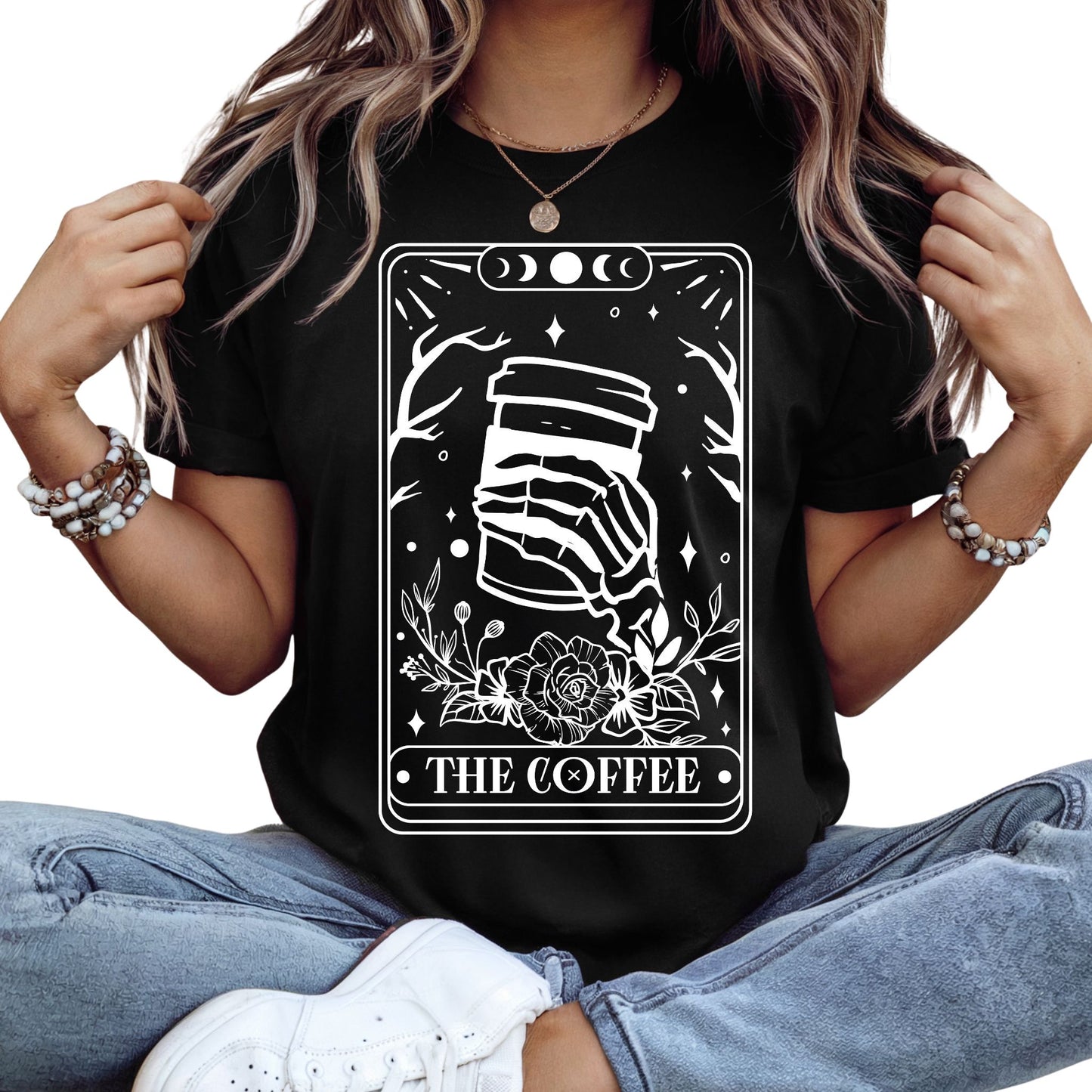 Tarot T-Shirt The Coffee – Mystisches Kaffee Shirt im Karten-Design – Okkultes Funshirt Unisex