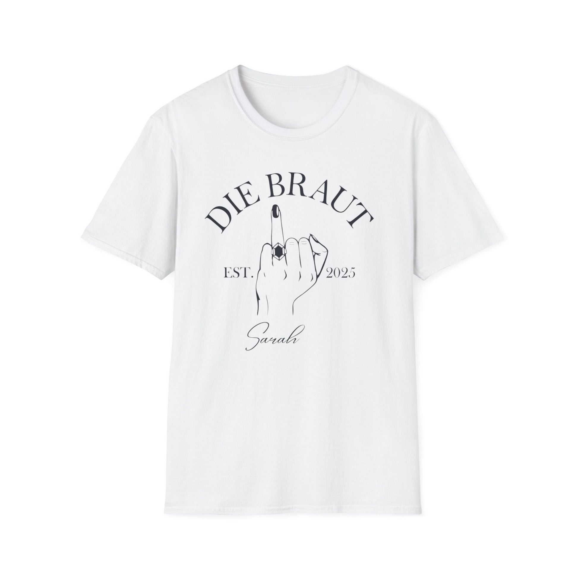 Die Braut T-Shirt mit Ringfinger und Personalisierung