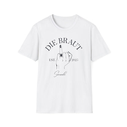Die Braut T-Shirt mit Ringfinger und Personalisierung
