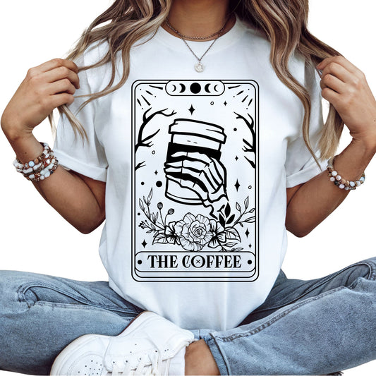 Tarot T-Shirt The Coffee – Mystisches Kaffee Shirt im Karten-Design – Okkultes Funshirt Unisex