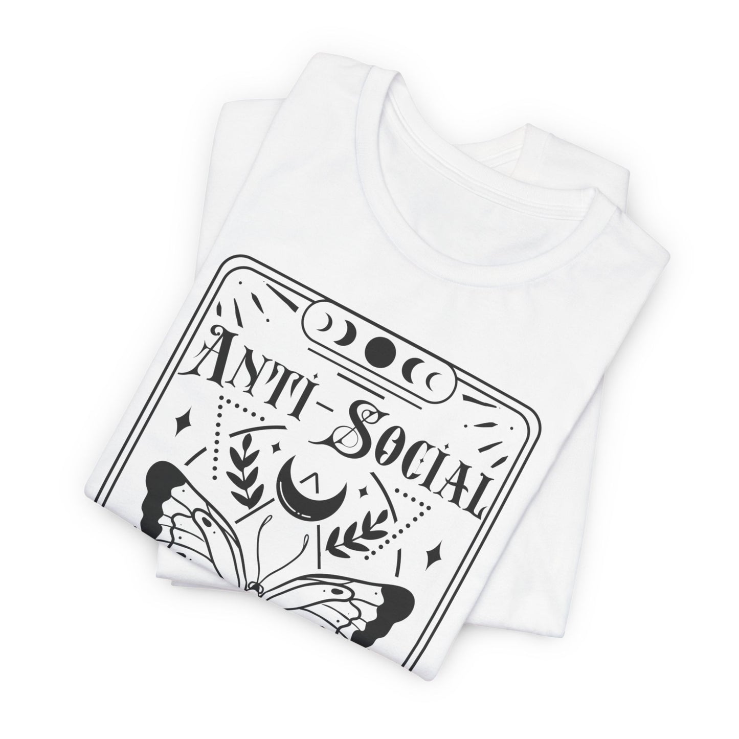 Anti-Social Butterfly T-Shirt – Unisex Funshirt mit Tarotkarten-Design – Mystisch & Introvertiert
