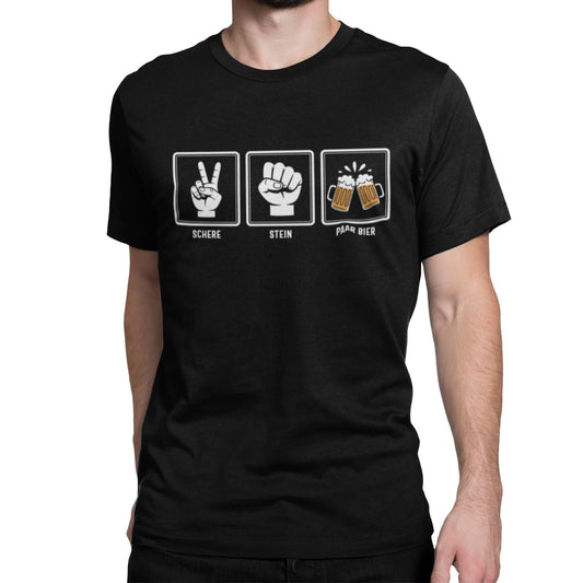 Bier T-Shirt Herren – Lustiges Schere Stein Bier Design für Party & Freizeit