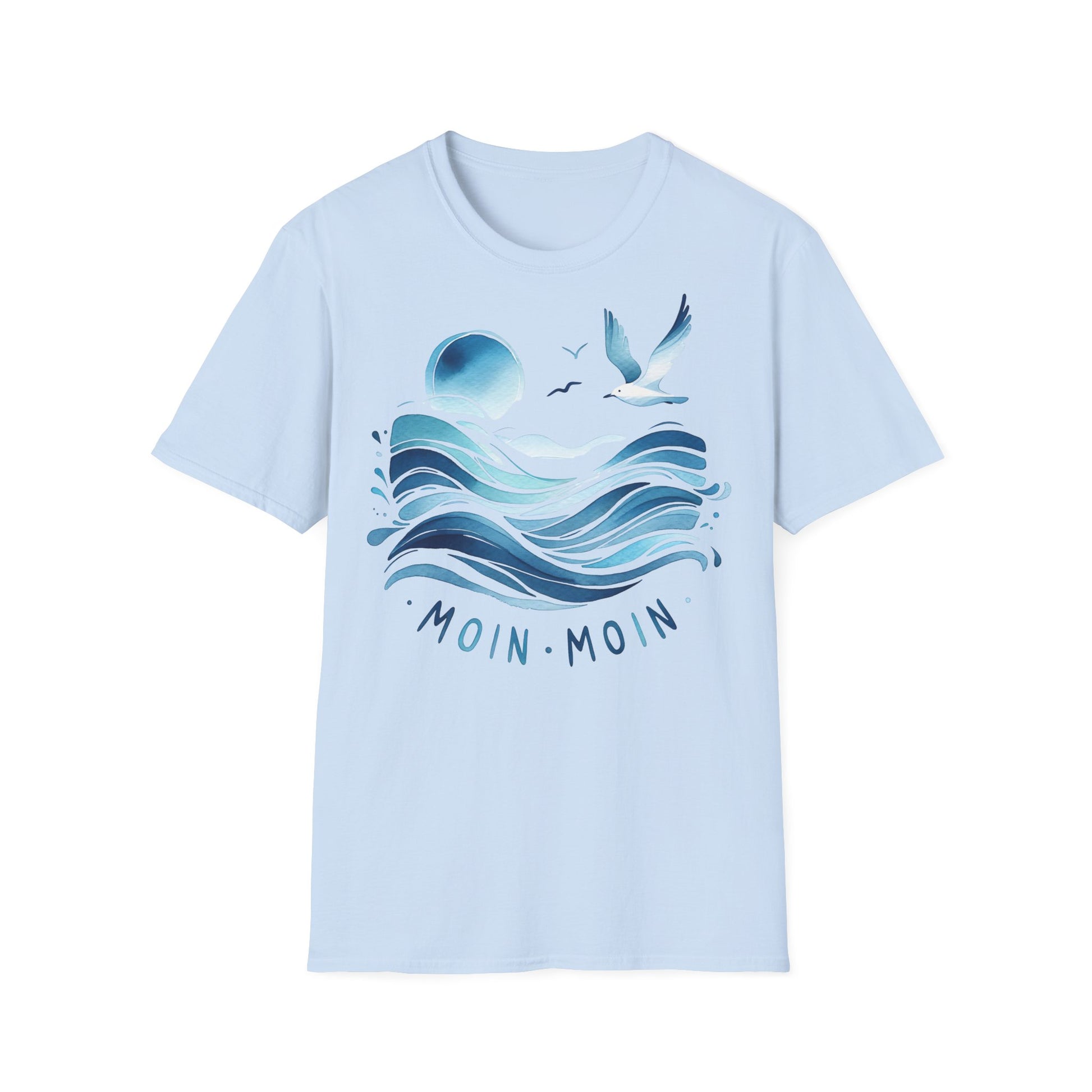 T-Shirt Moin Moin – Maritimes Design mit Möwe & Meer. Sag’s nordisch ✓ Wellen, Möwe & Sonne ✓"