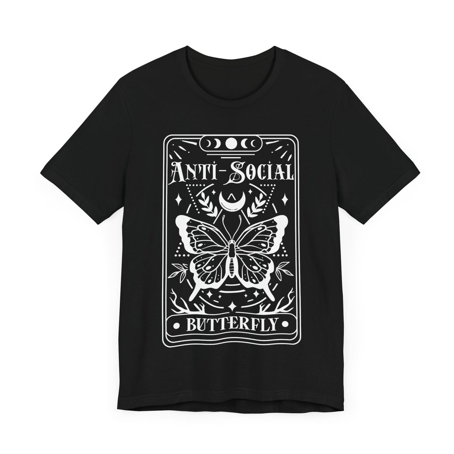 Anti-Social Butterfly T-Shirt – Unisex Funshirt mit Tarotkarten-Design – Mystisch & Introvertiert