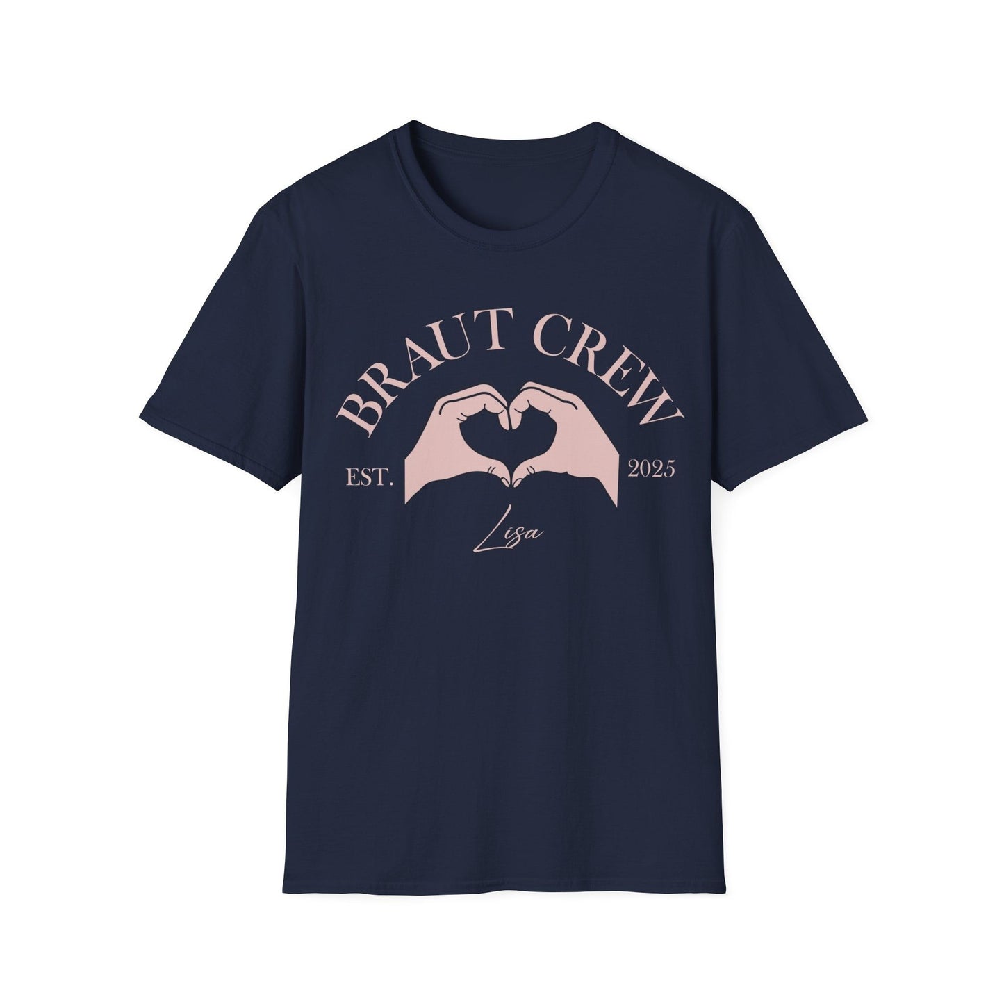 Braut Crew Shirt Navy mit Handherz und Personalisierung