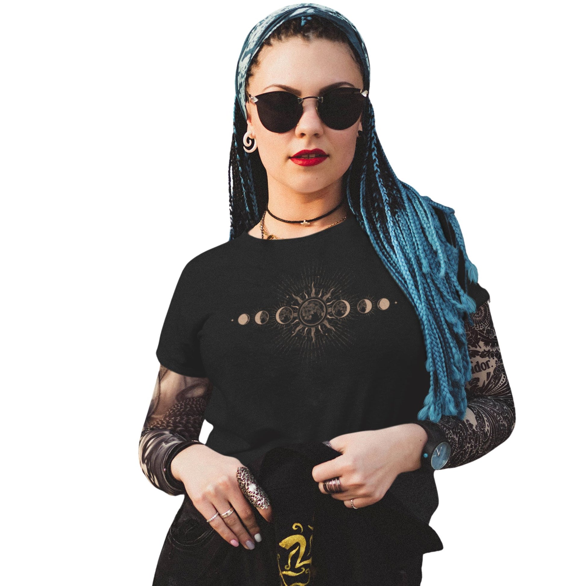 Unisex T-Shirt Mondphasen – Schwarz & mystisch. Setz ein Zeichen mit Stil ✓ Spirituelles Motiv ✓ Super bequem – Jetzt versandkostenfrei bestellen!