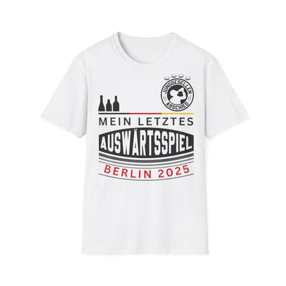 Tshirt für den Bräutigam. Mein letztes Auswärtsspiel, personalisierbar in weiß Trikot Style