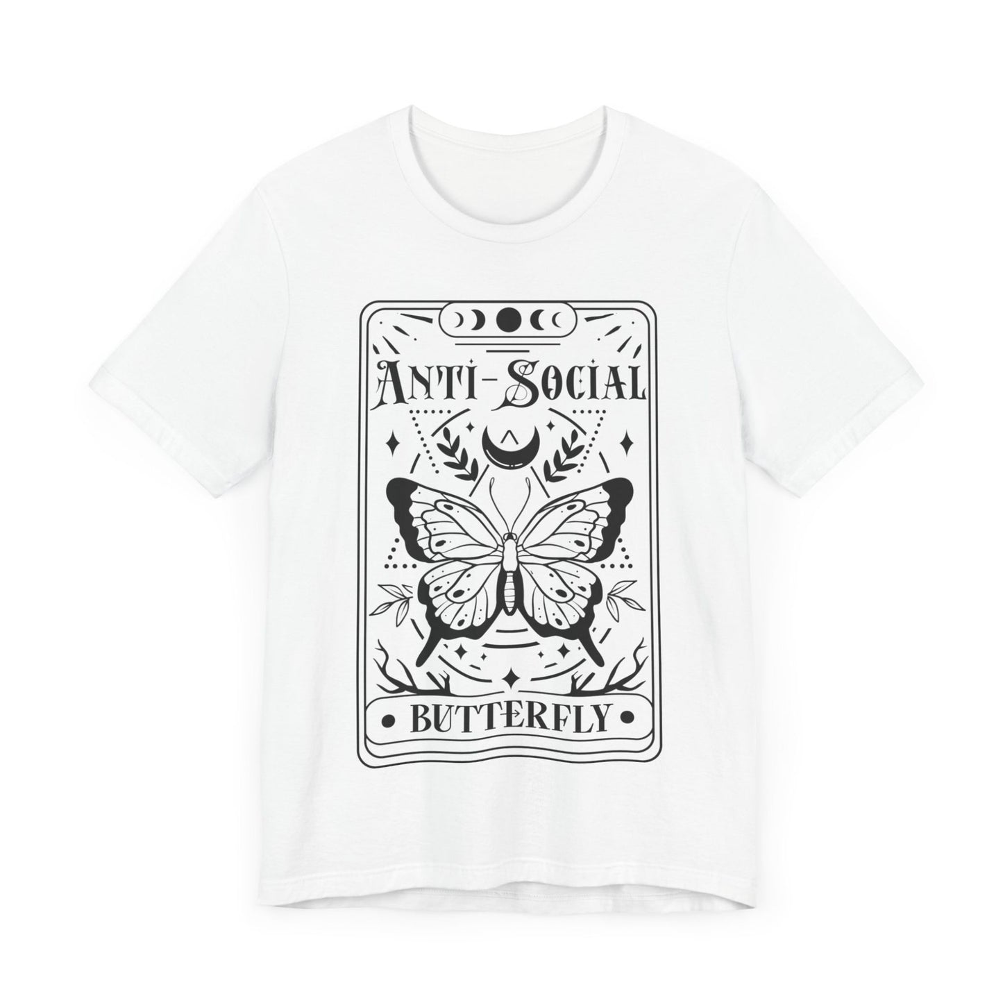 Anti-Social Butterfly T-Shirt – Unisex Funshirt mit Tarotkarten-Design – Mystisch & Introvertiert