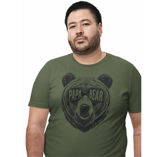  T-Shirt mit Bärenkopf und der Aufschrift „Papa Bear“ in Sonnenbrillen – stylisches Shirt für Väter.