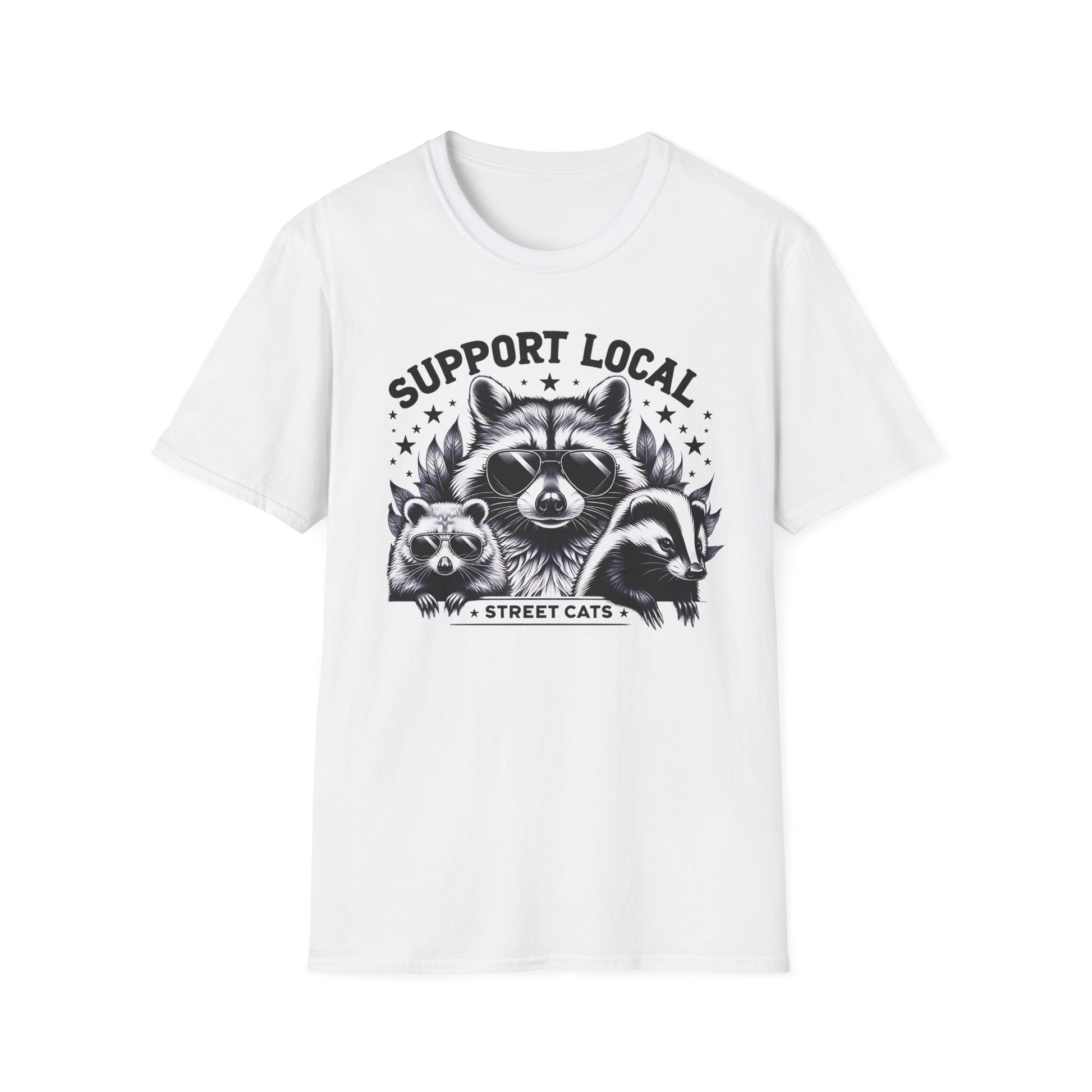 T-Shirt Support Local Street Cats Shirt – Witziges Design. Waschbär & Co. in Gangsterpose ✓ Stylisch & ironisch