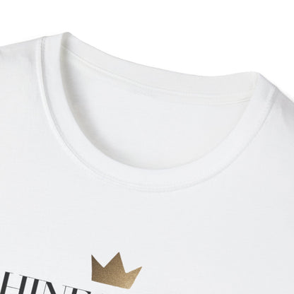 Damen T-Shirt „Krone richten“ – Motivationsspruch mit goldener Krone & Fußabdruck | Selbstbewusst & stylisch