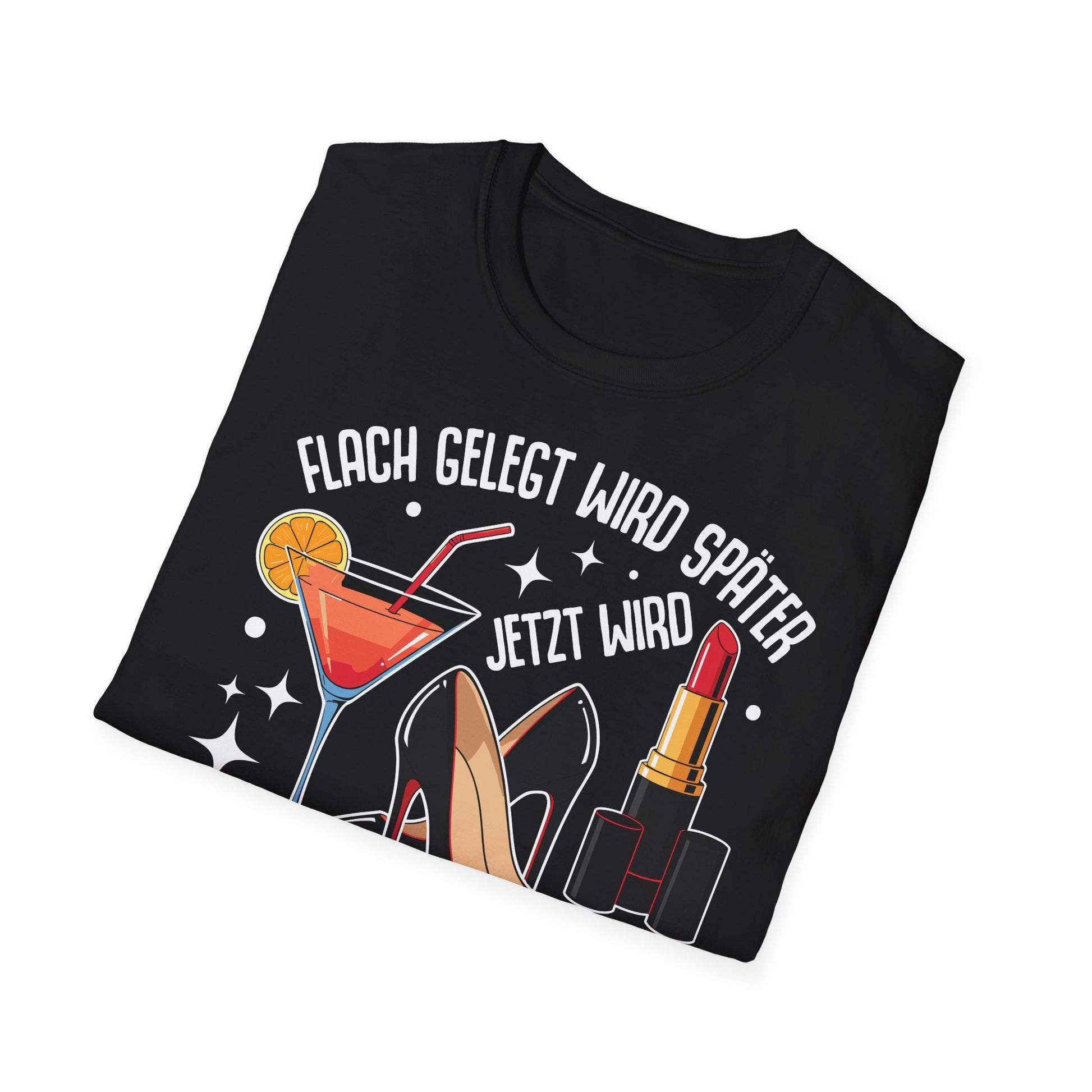 gefaltenes Shirt man sieht den Druck und den Kragen sehr gut