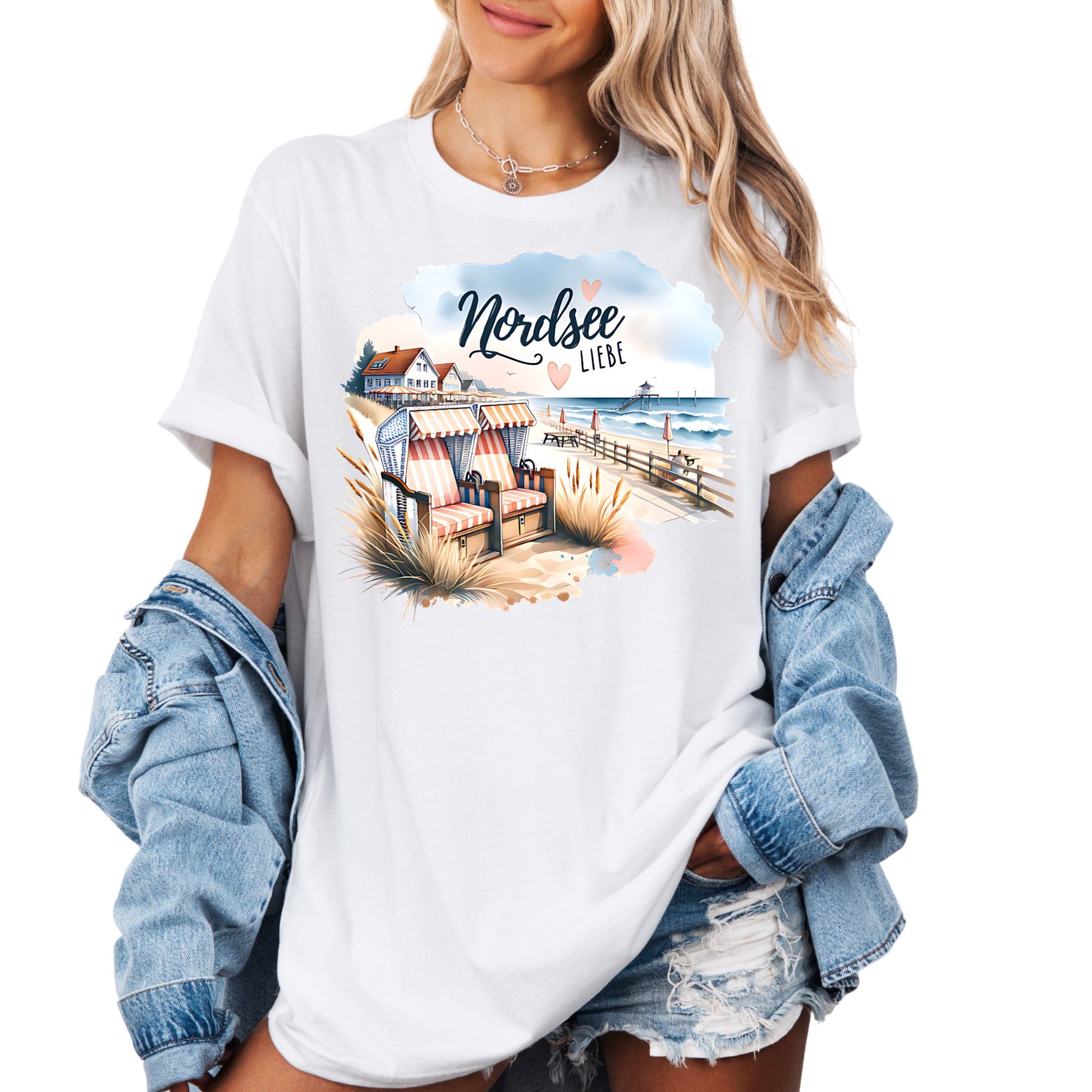 Damen T-Shirt Nordsee Liebe – Maritimes Design - Strandmotiv