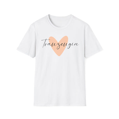 JGA Shirt Set für Frauen in Weiß mit dezentem Herz-Design – für Trauzeugin  im minimalistischen, eleganten Stil

