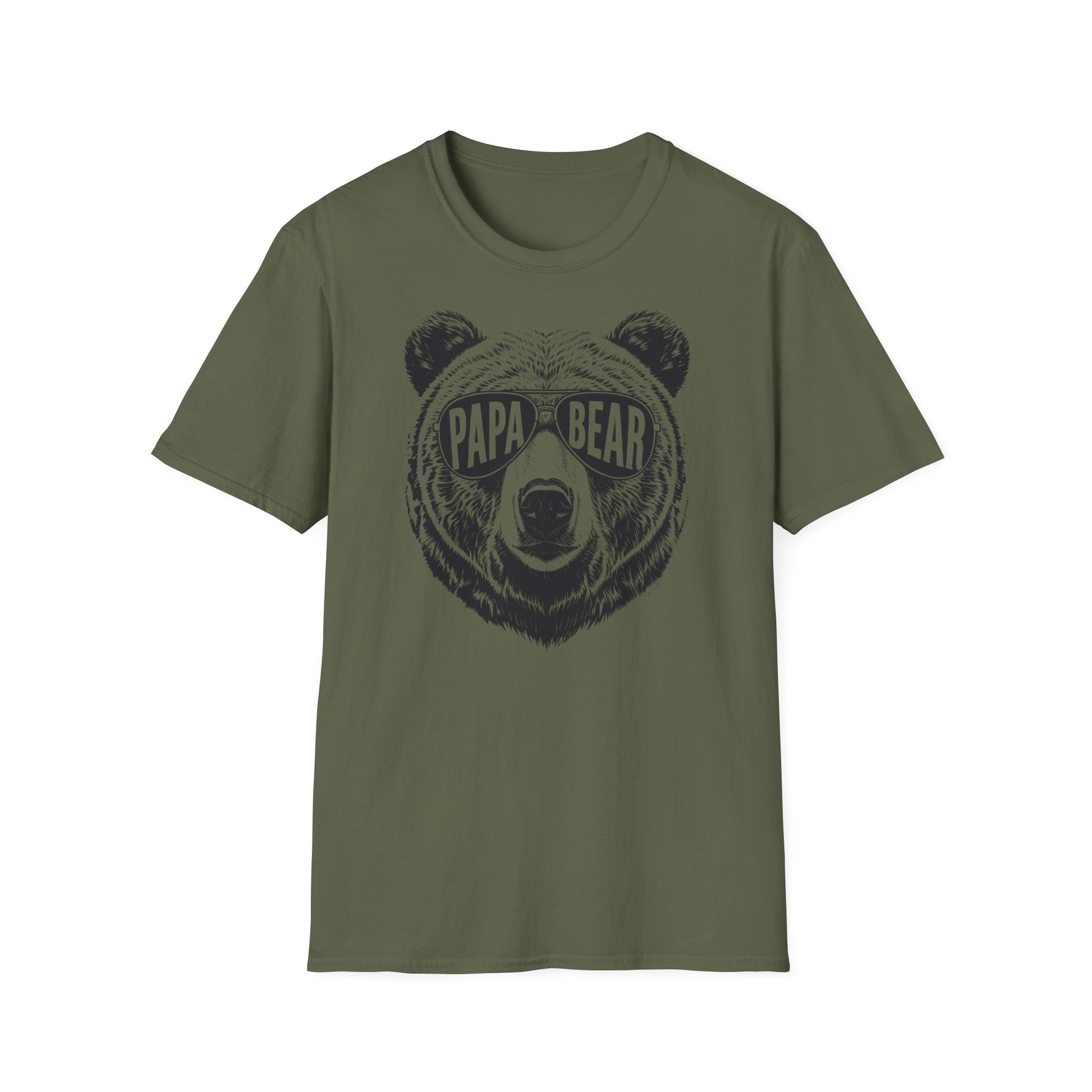  T-Shirt mit Bärenkopf und der Aufschrift „Papa Bear“ in Sonnenbrillen – stylisches Shirt für Väter.
