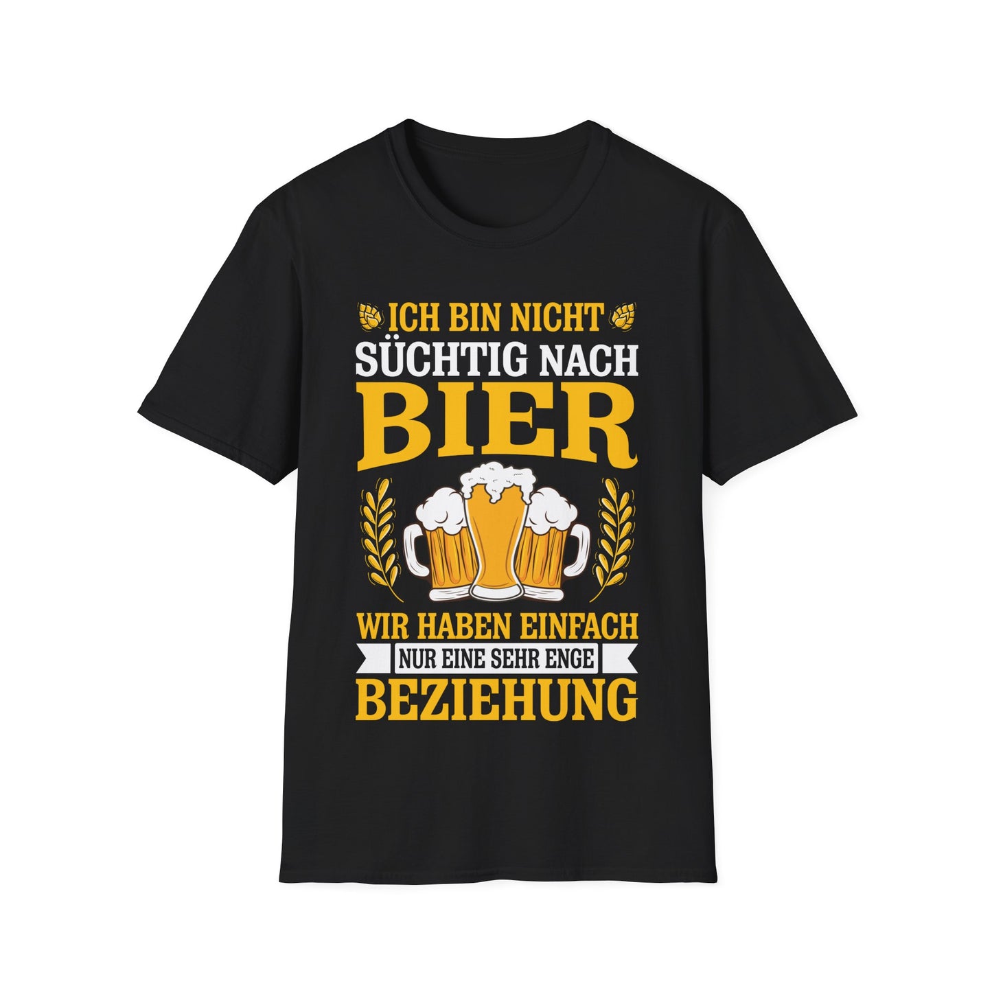 Lustiges Bier T-Shirt – „Ich bin nicht süchtig, nur sehr verbunden“ – Partyshirt für Herren