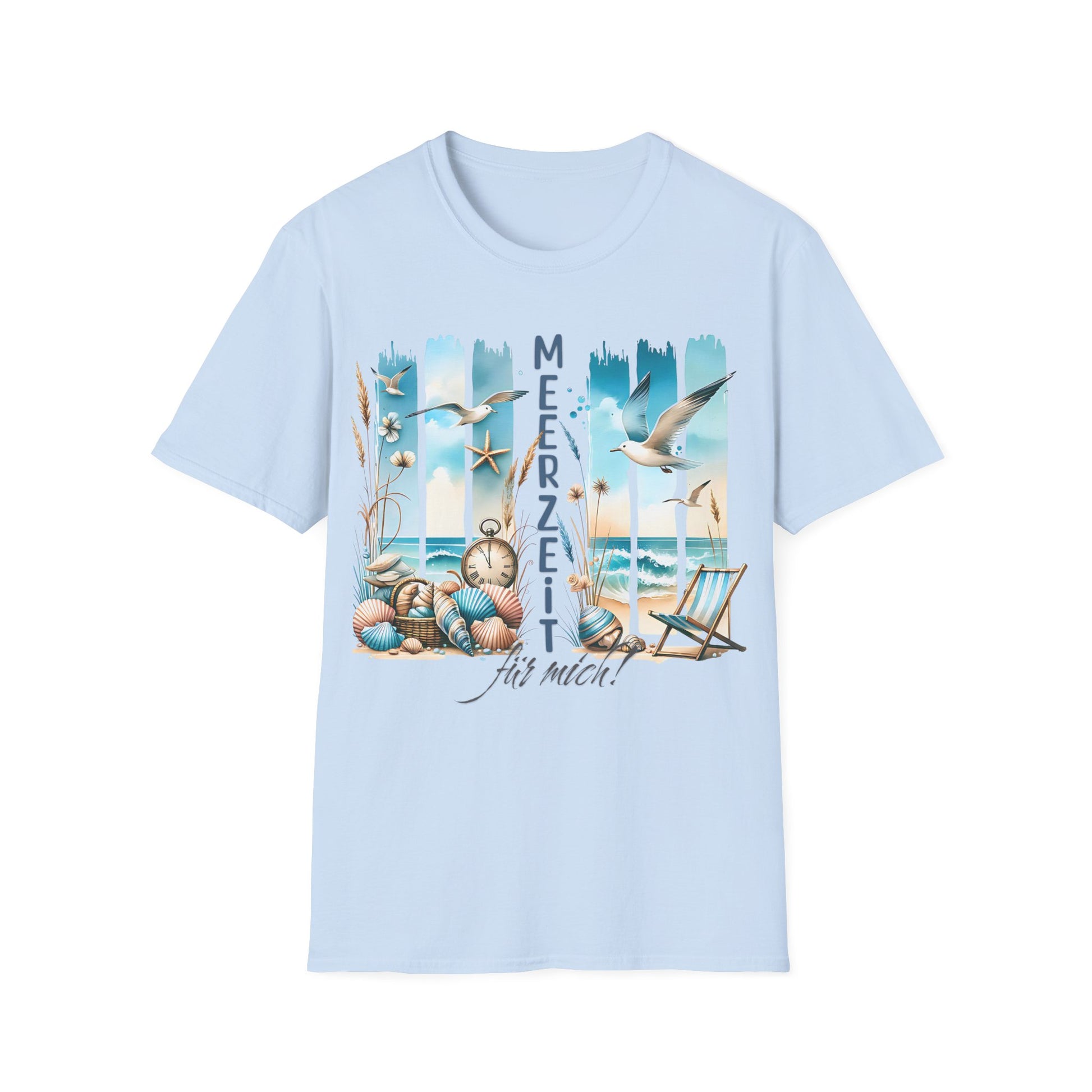 Damen T-Shirt Meerzeit für mich – Maritimes Design. Zeit für dich & das Meer ✓ Muscheln, Möwen & Wortspiel