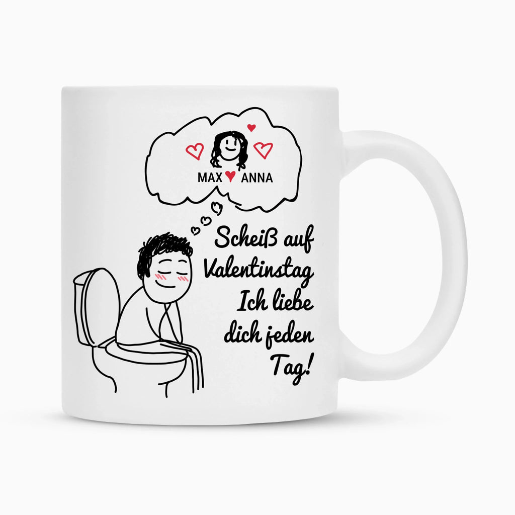 Tasse "Scheiß auf Valentinstag" Funny Comic Design