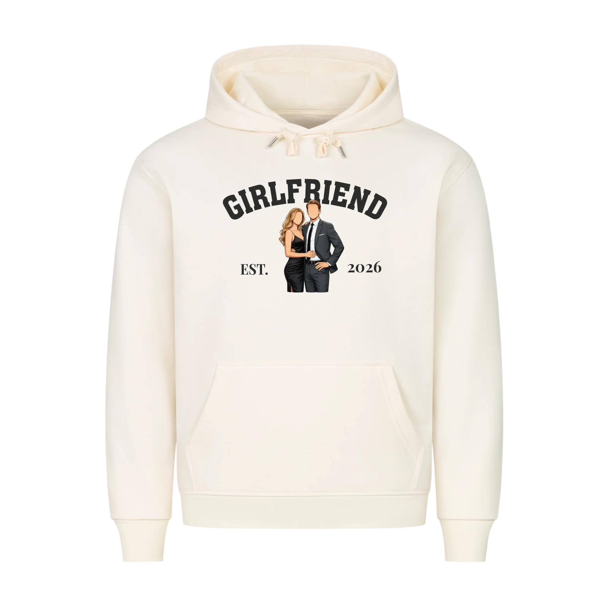 Girlfriend & Boyfriend Hoodie mit eigenem Bild als Comic und Datum personalisiert