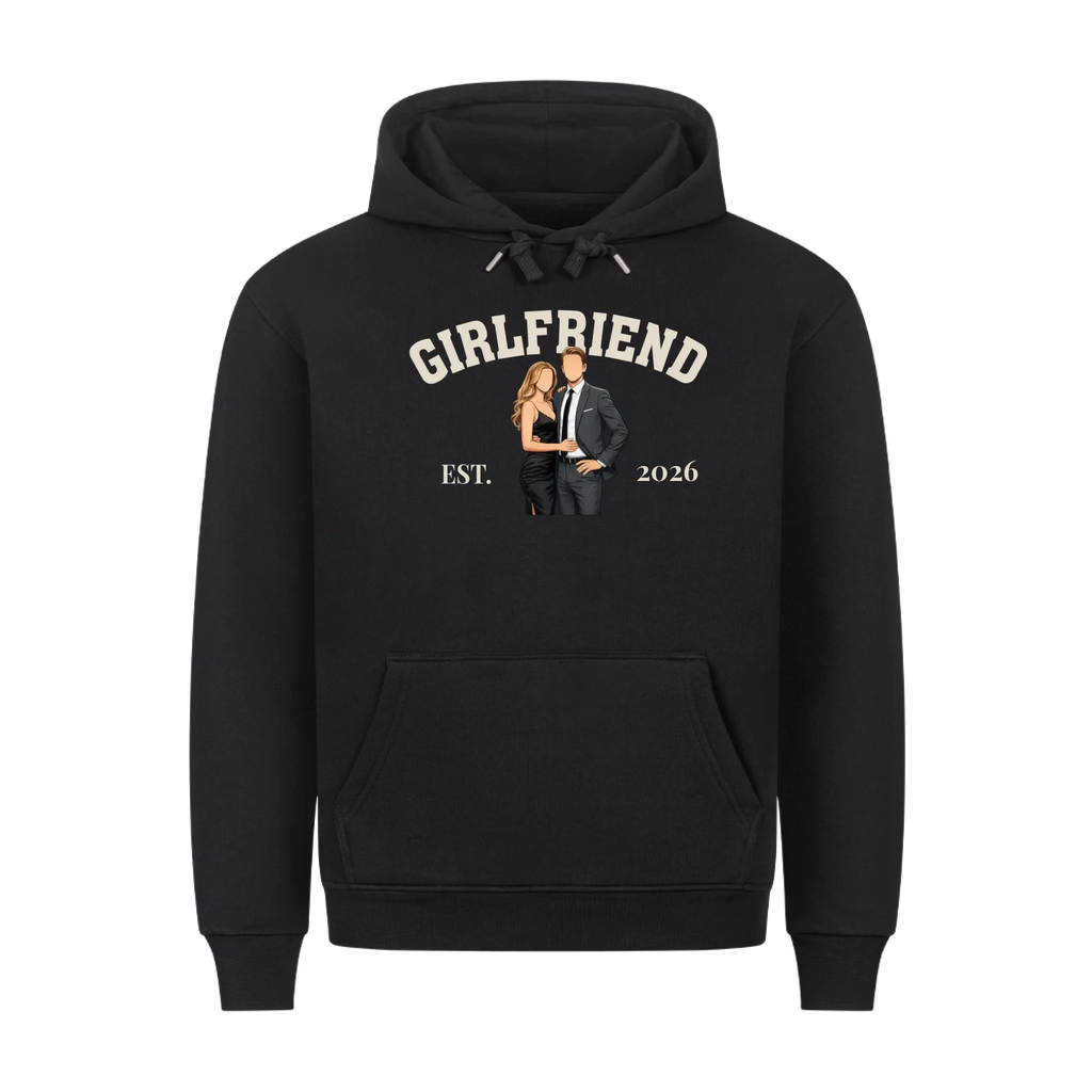 Girlfriend & Boyfriend Hoodie mit eigenem Bild als Comic und Datum personalisiert