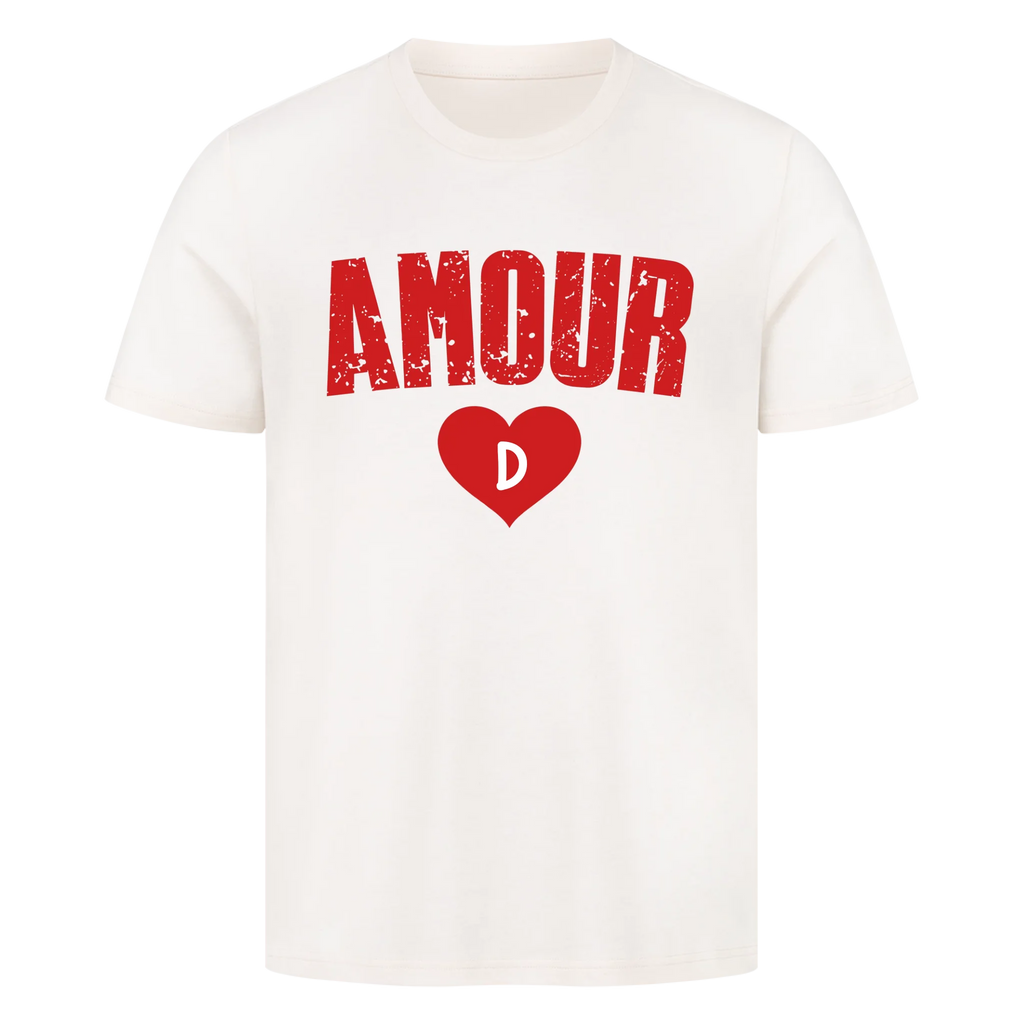 Partner T-Shirt personalisiert mit Herz & Initiale – AMOUR
