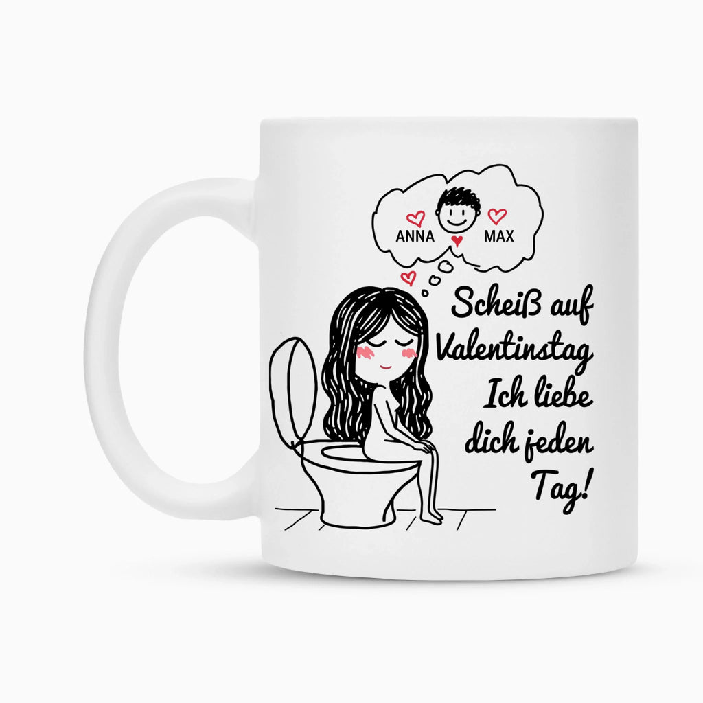 Tasse "Scheiß auf Valentinstag" Funny Comic Design