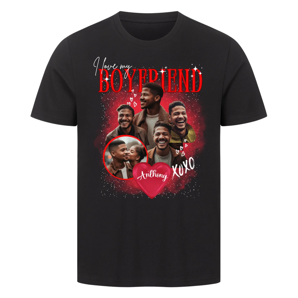 Partner T-Shirt mit Fotos & Name – I love my Boyfriend/Girlfriend