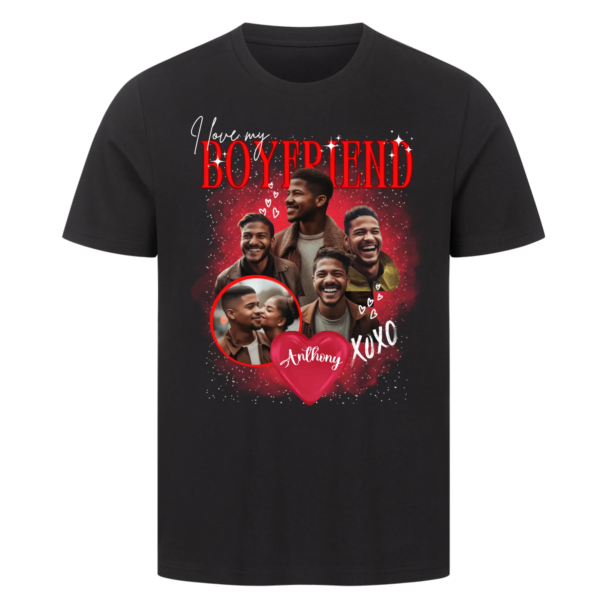 Partner T-Shirt mit Fotos & Name – I love my Boyfriend/Girlfriend
