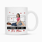 Freche Partnertasse mit Foto – „I rode it, it's mine“