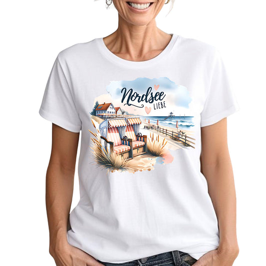Damen T-Shirt Nordsee Liebe – Maritimes Design - Strandmotiv
