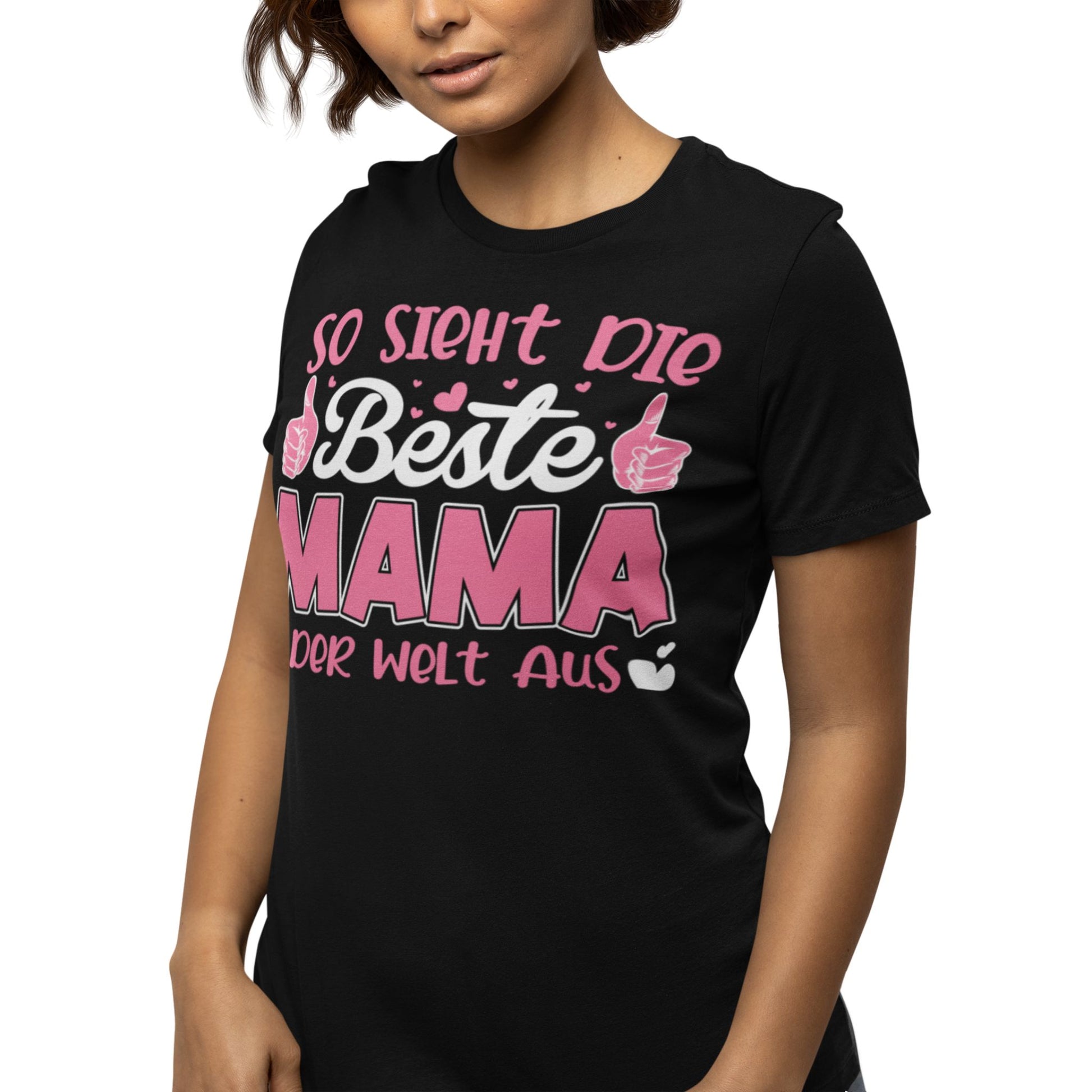 T-Shirt für Mama – Beste der Welt mit Herzprint. Zeig deiner Mama, wie besonders sie ist.